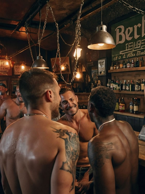 Grupo amigos en el bar